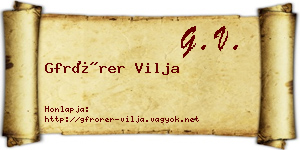 Gfrörer Vilja névjegykártya